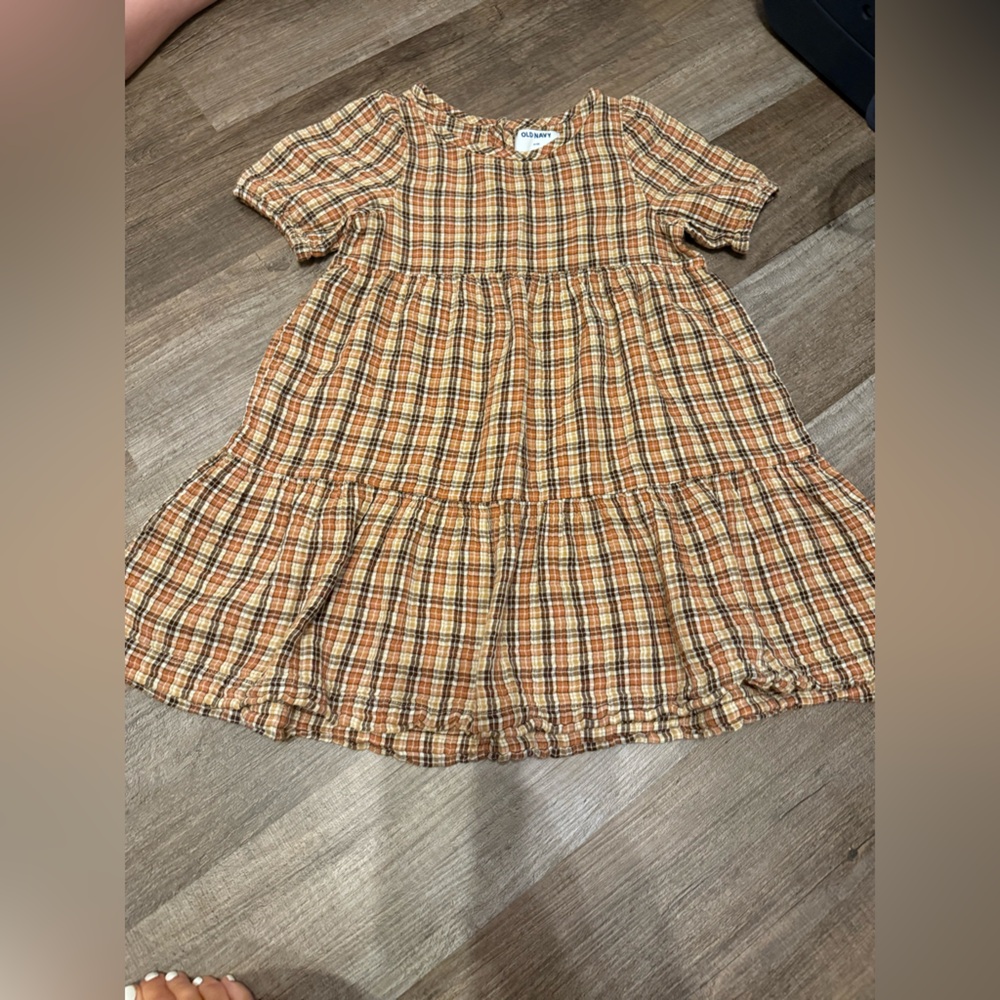 Old Navy Checkered Orange and Brown Dress